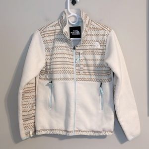 The north face girls zip up polar fleece winter white youth junior large